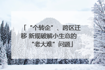“个转企”、跨区迁移 新规破解小生意的“老大难”问题