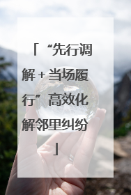 “先行调解＋当场履行”高效化解邻里纠纷