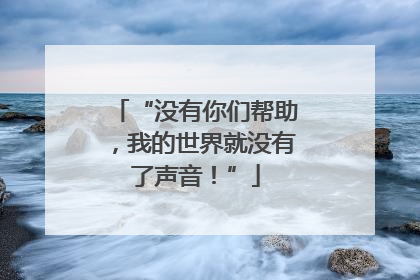 “没有你们帮助，我的世界就没有了声音！”