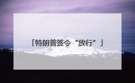 特朗普签令“放行”