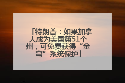 特朗普：如果加拿大成为美国第51个州，可免费获得“金穹”系统保护