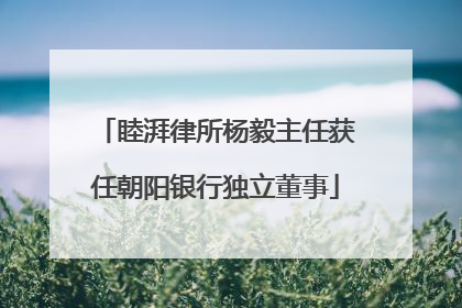 睦湃律所杨毅主任获任朝阳银行独立董事