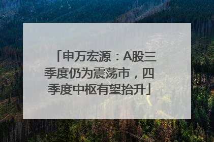 申万宏源：A股三季度仍为震荡市，四季度中枢有望抬升