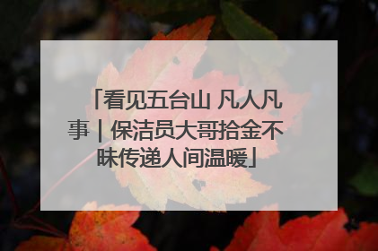 看见五台山 凡人凡事｜保洁员大哥拾金不昧传递人间温暖