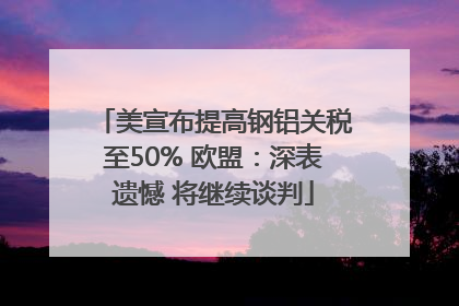 美宣布提高钢铝关税至50% 欧盟：深表遗憾 将继续谈判