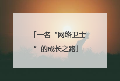 一名“网络卫士”的成长之路