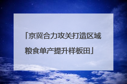 京冀合力攻关打造区域粮食单产提升样板田