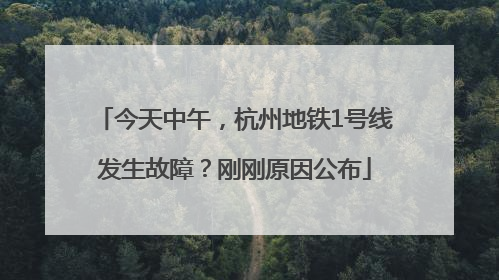 今天中午，杭州地铁1号线发生故障？刚刚原因公布