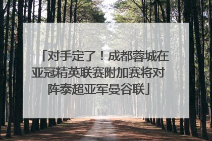 对手定了！成都蓉城在亚冠精英联赛附加赛将对阵泰超亚军曼谷联