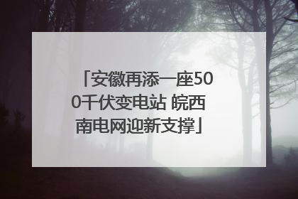 安徽再添一座500千伏变电站 皖西南电网迎新支撑