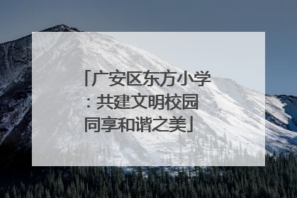 广安区东方小学：共建文明校园 同享和谐之美