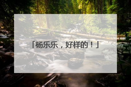 杨乐乐，好样的！