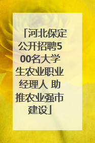 河北保定公开招聘500名大学生农业职业经理人 助推农业强市建设
