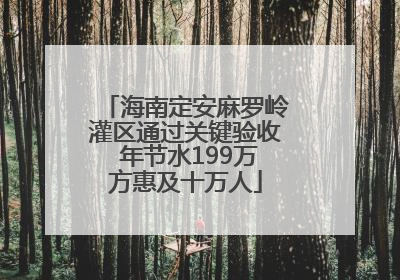 海南定安麻罗岭灌区通过关键验收 年节水199万方惠及十万人