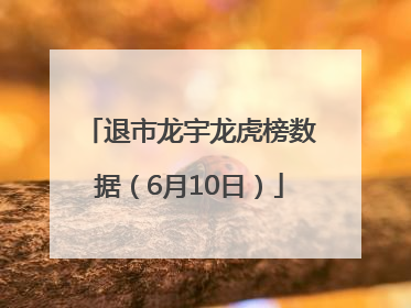 退市龙宇龙虎榜数据（6月10日）