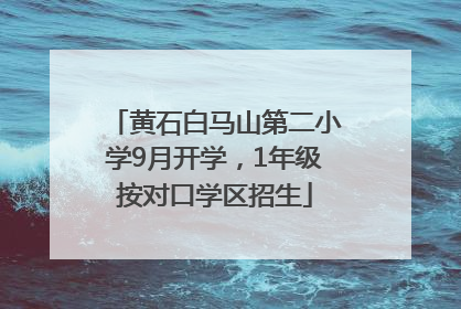 黄石白马山第二小学9月开学，1年级按对口学区招生