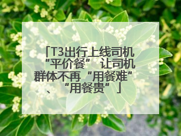 T3出行上线司机“平价餐” 让司机群体不再“用餐难”、“用餐贵”